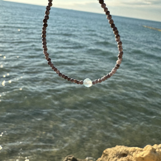 Natural Coral and Aquamarine Choker
